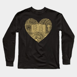 A hand-drawn heart, the Bible, the journey from creation to redemption Long Sleeve T-Shirt